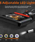 Display of Two Way Articulating Borescope With 1080P HD Endoscope Camera showing 8 LED light levels for inspection.