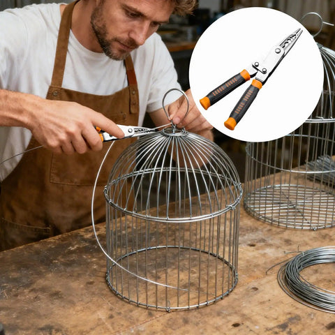 Heavy Duty Wire Stripper And Diagonal Cutting Pliers Real Workhorse Dual Head Design used for crafting a wire birdcage.