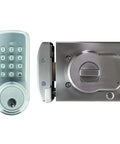 Smart Rim Lock With Keypad And Touch Unlock, Battery Powered Security For Non Smartphone Users, Satin Nickel Finish