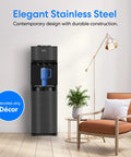 Self Cleaning Bottom Loading Water Cooler Dispenser In Black Stainless Steel With Three Temperature Settings Hot Room And Cold Water