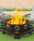 43 Inch Outdoor Wood Burning Fire Pit With Poker Octagonal Design Heavy Duty Steel Black Fits Up To 25 Lbs Of Wood For Long Heating