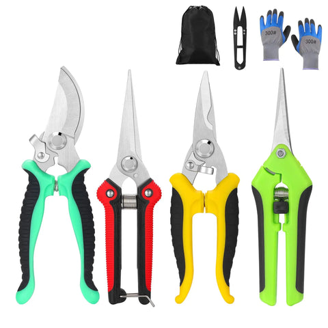 All-In-One Garden Pruning Kit with Stainless Steel Shears, U-Shaped Cutter, Gloves, and Storage Bag for Flowers and Herbs