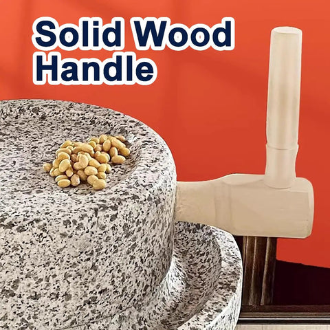No Fuss Manual Stone Grain Mill With Hand Crank For Dry And Wet Grinding, granite stone with wood handle, nuts on stone surface