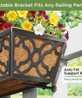 Adjustable Deck Railing Planter Boxes For Balcony Gardens Fits Railings From 2.1 To 6.3 Inches With Sturdy Metal Construction