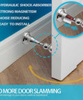 Magnetic Door Stopper With Hydraulic Shock Absorbent Tech, Soft Catch Magnetic Hold installed on a door, 304 Stainless Steel.
