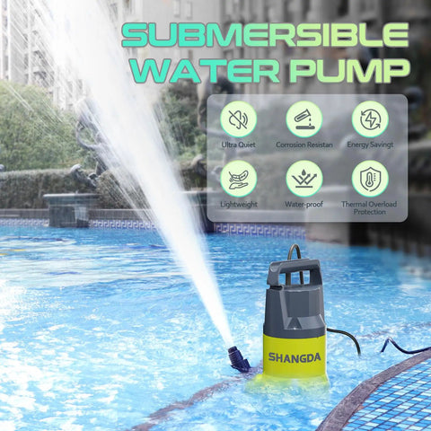Heavy Hitter Submersible Sump Pump For Smooth Heavy Duty Water Draining Up To 5500 Gph And Thirty Five Feet Vertical Lift With Durable Corrosion Resistant Thermoplastic Housing in pool.