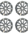 Upgrade Your Tesla Model S Rig With These Crisp 21 Inch Replacement Wheels Showing A Bold Staggered Turbine Profile In Bright Silver, Four pack.