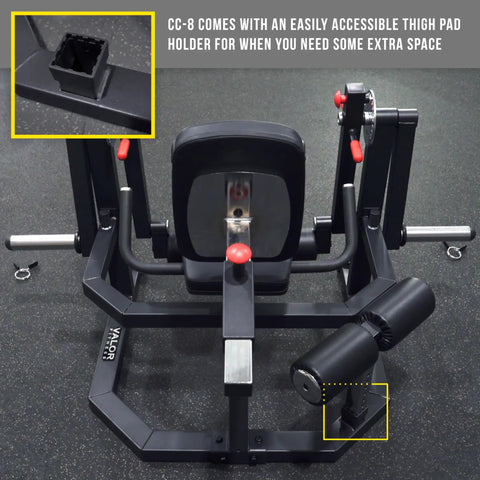 Leg Extension And Curl Machine For Home Or Commercial Gyms, Plate Loaded Quad And Hamstring Trainer close-up of thigh pad holder