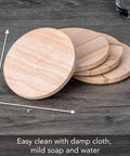Desert Sandstone Coasters Set, All Natural Multicolor Stone With Unique Grain Patterns, Durable Round 4 Inch Drink Coasters displayed on table