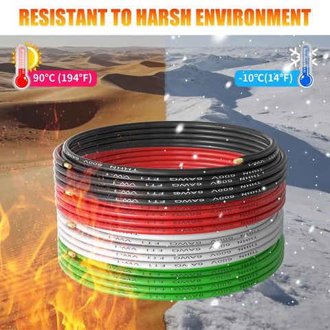 TopShelf Six AWG THHN Stranded Copper Wire Bundle With Black Red White Conductors And Eight AWG Green Ground Cable Rated Up To Six Hundred Volts for harsh environments