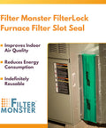 Magnetic Filter Slot Seal For 1 Inch Furnace Filters, Easy Fit Magnetic Cover Up To 25 Inches Long, installed on furnace, green