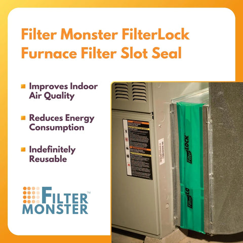 Magnetic Filter Slot Seal For 1 Inch Furnace Filters, Easy Fit Magnetic Cover Up To 25 Inches Long, installed on furnace, green