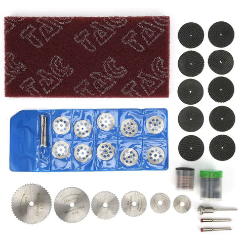 88 Piece Electric Sander Accessory Kit with circular saw blades, sandpaper, grinding discs, 8 hole saw blades, for cutting and grinding