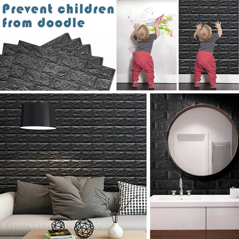 Pink 3D Wall Panels Set of 10 Peel and Stick Self Adhesive Foam Brick Wallpaper for Interior Walls, 14.5 Sq Ft Coverage