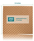 Eco Friendly Kraft Bubble Paper Wrap Sheets 12x12 Inches For Packing Moving And Shipping Recyclable Cushioning 250 Feet Roll Made In The USA Great For Fragile Items Like Glassware And Dishes Reducing Breakage During Transit depicting 12-inch square sheet.