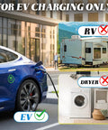 Heavy Duty 6 6Ft Nema L6 30P To 14 50R Ev Charging Adapter Cord 30 Amp To 50 Amp Generator Connector in use showing EV charging only.
