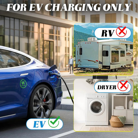 Heavy Duty 6 6Ft Nema L6 30P To 14 50R Ev Charging Adapter Cord 30 Amp To 50 Amp Generator Connector in use showing EV charging only.