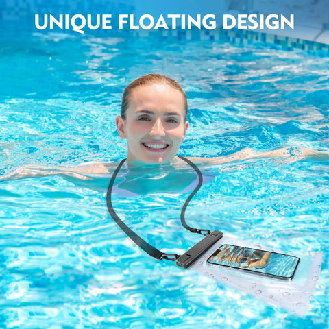 Large Waterproof Phone Pouch With Sealing Strip, Floating Dry Bag For Kayaks And Beach Trips, IPX8 Rating, used in pool