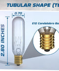 Dope 12 Pack T6 Tubular Incandescent Bulbs 25W Dimmable Warm White 2700K 180 Lumens Clear Glass E12 Candelabra Base Two And A Half Inch Short Decorative Accent Bulbs For Lamps And Chandeliers