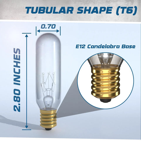 Dope 12 Pack T6 Tubular Incandescent Bulbs 25W Dimmable Warm White 2700K 180 Lumens Clear Glass E12 Candelabra Base Two And A Half Inch Short Decorative Accent Bulbs For Lamps And Chandeliers