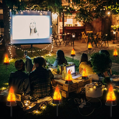 Solar Outdoor Torch Lights With Flickering Flame For Backyard And Garden Decor Waterproof LED Pathway Lanterns Eight Pack