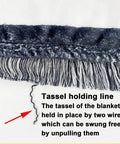 Close-up of tassel edge on 40 By 60 Inch Sublimation Blank Throw Blanket For Heat Press Ultra Soft Flannel Lightweight And Shrink Resistant