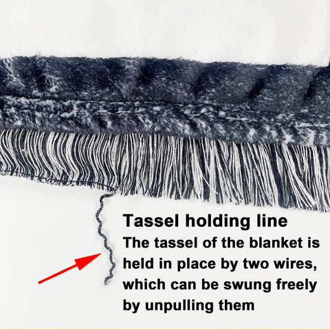 Close-up of tassel edge on 40 By 60 Inch Sublimation Blank Throw Blanket For Heat Press Ultra Soft Flannel Lightweight And Shrink Resistant