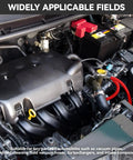 Auto engine with Red Silicone Vacuum Hose Kit 6 Piece Multi Size Tubing Set With One Eighth Inch To Three Eighths Inch in use