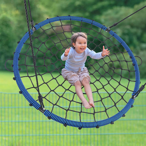 Heavy Duty 45 Inch Spider Web Tree Swing For Kids And Adults Outdoor Steel Frame Saucer Net Swing With Swivel Adjustable Ropes