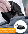 Built Different All Metal Cell Phone Stand 360 Degree Rotatable Height Adjustable shown in portable design with hand holding.