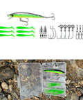 Go To Telescopic Fishing Pole Combo With Spinning Reels travel kit with lures, hooks, and sinkers on a rocky surface