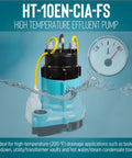 High Temperature Effluent Pump with gauge, designed for high temp uses, part of Rock Solid High Temperature Effluent And Boiler Blowdown Pump With Automatic Mechanical Float Switch Made For Tackling Hot Wastewater In Sump Pits And Transformer Vaults Up To 200F With Ease.