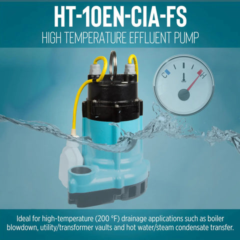 High Temperature Effluent Pump with gauge, designed for high temp uses, part of Rock Solid High Temperature Effluent And Boiler Blowdown Pump With Automatic Mechanical Float Switch Made For Tackling Hot Wastewater In Sump Pits And Transformer Vaults Up To 200F With Ease.
