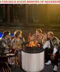 People sitting around a bonfire outdoor pit with Beefy Spark Shield Fire Pit Screen 19.5 Inch For Bonfire And Outdoor Pits