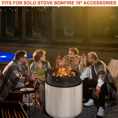 People sitting around a bonfire outdoor pit with Beefy Spark Shield Fire Pit Screen 19.5 Inch For Bonfire And Outdoor Pits
