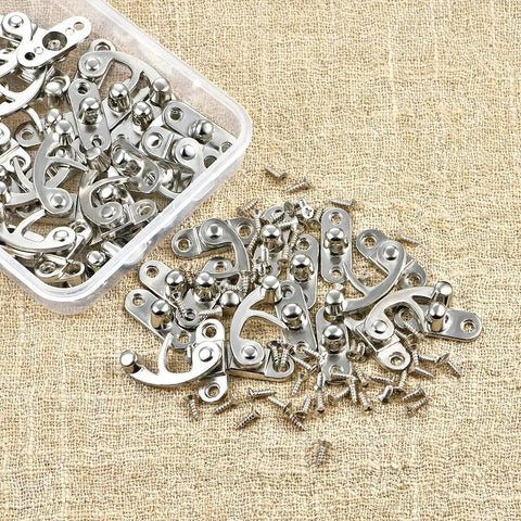 Wooden Box Latch Hook Kit Set With Silver Lock Clasp And Right Hasp Horn Drawer Latch Hardware Includes 80 Replacement Screws