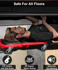 Six-pack 2-inch heavy-duty creeper caster wheels with 360° swivels, red frame.