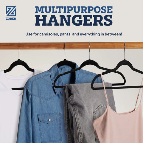 Black Velvet Hangers 50 Pack For Clothes, Non Slip Coat Hangers With 360 Degree Swivel Hooks, Holds Up To 10 Lbs