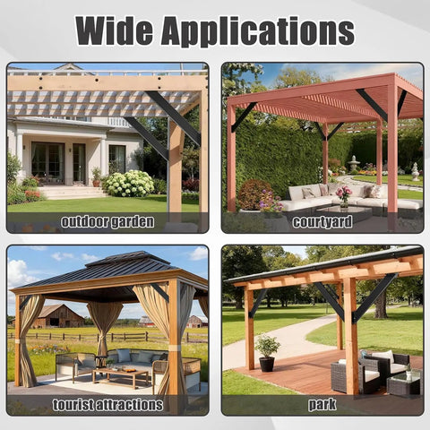 Beefy 45 Degree Angle Support Bracket Heavy Duty Connector Brace For Wood Structures Gazebos Tree Houses Cabins And Patios DIY Kit 4 Pack Wind Resistant High Load Bearing For Outdoor Projects