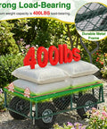 Heavy Duty 500 Lb Capacity Mesh Steel Garden Cart Folding Utility Wagon With Removable Sides loaded with bags