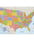 Write On Wipe Off Laminated United States Map 50 By 33 Inches Classroom And Office Durable Wall Chart With Color Coded Countries Capitals Major Cities Rivers Time Zones