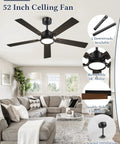 52 inch ceiling fan with lights and remote smart app control dimmable with all setting memory quiet DC motor reversible blades