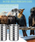 Stainless steel bird cage feeding bowls 24-pack with clamps ideal for parakeet, parrot, and budgie cages ensuring clean and easy feedings.