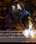 Detachable Welding Helmet With Anti Glare Shield And Protective Eye Gear For Grinding Plasma Cutting TIG MIG pictured in use at a workshop