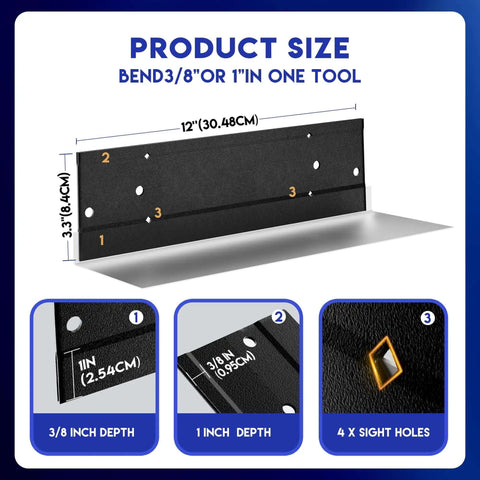 Heavy Duty Metal Folding Tool For Duct Bending A 12 Inch Sheet Metal Bender with dual fold depths illustration