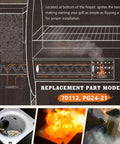 2 Pack Hot Rod Igniter Kit Replacement For Pit Boss Pellet Grills Igniter Rod Heating Element Compatible With Pit Boss Traeger Camp Chef Includes 2 Fuses, showing illustration of firepot installation and ignition.