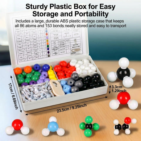 Hands On 240 Piece Molecular Model Kit For 3D Chemistry Visualization of Organic and Inorganic Structures with storage box