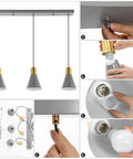 Assembly of Mid Century Modern Iron LED Pendant Light With Sleek Black Metal Shade, Adjustable Hanging Ceiling Fixture
