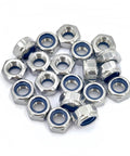 20Pcs M10 X 1.25mm Nylon Insert Hex Lock Nuts With Blue Nylon Insert, 304 Stainless Steel, Fine Thread, Self Locking, Silver Tone Hardware Pack