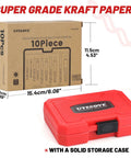 UYECOVE screw extractor kit in red plastic storage case with black latch beside kraft paper box labeled 10 Piece